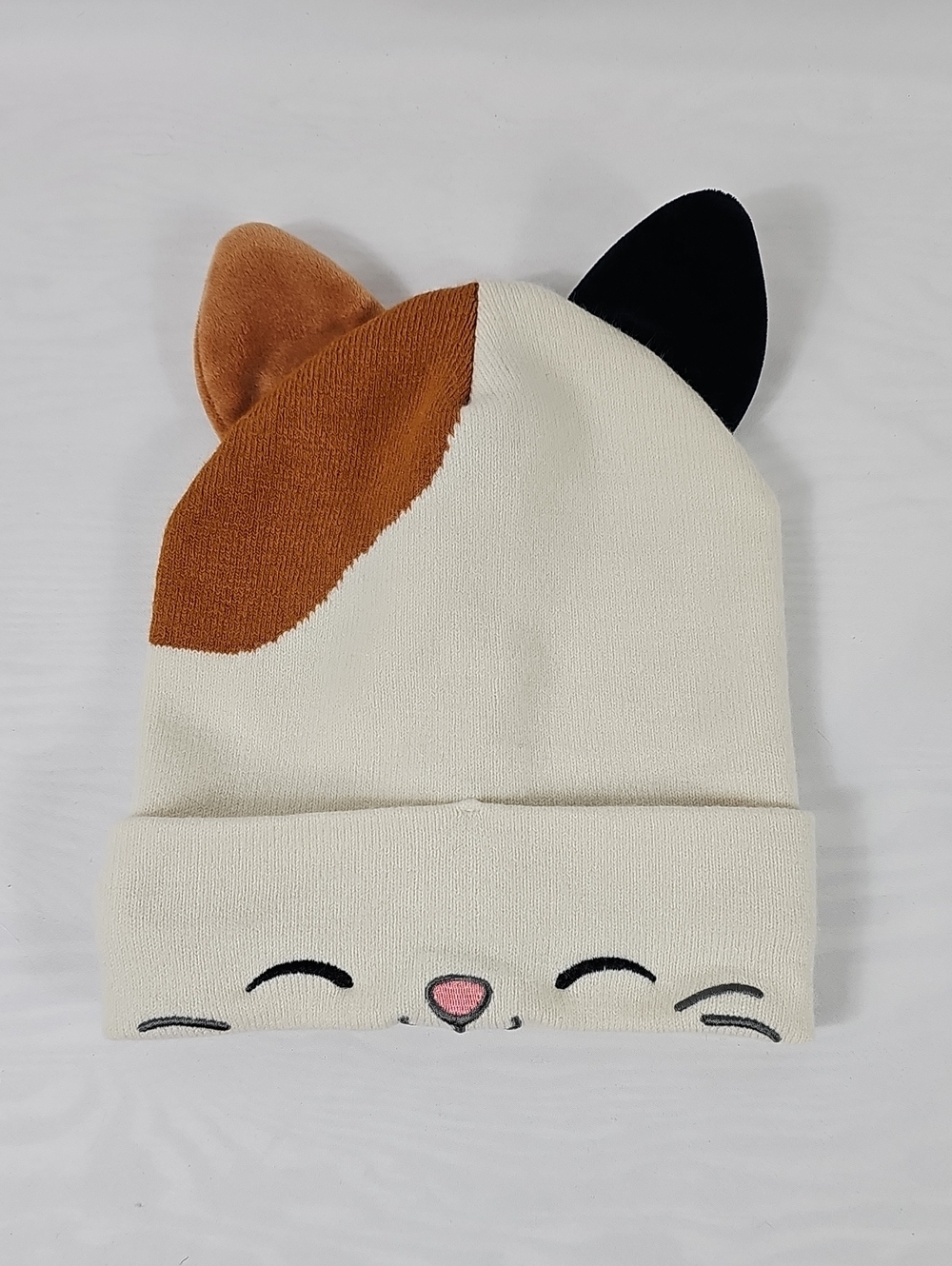 Kids Squishmallows Cat Ear Beanie Hat with Brown and Black Accents